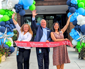 Left to right: Cindy Ortega-Carter, Waukegan Branch Manager; Sean Rathjen, President & CEO of CCU; Holly Kim, Treasurer of Lake County.