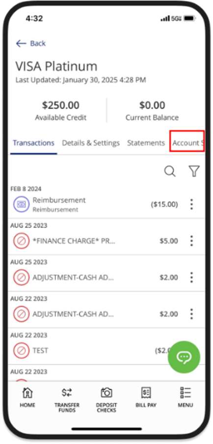 2 Digital Banking Credit & Debit Card Management - Mobile