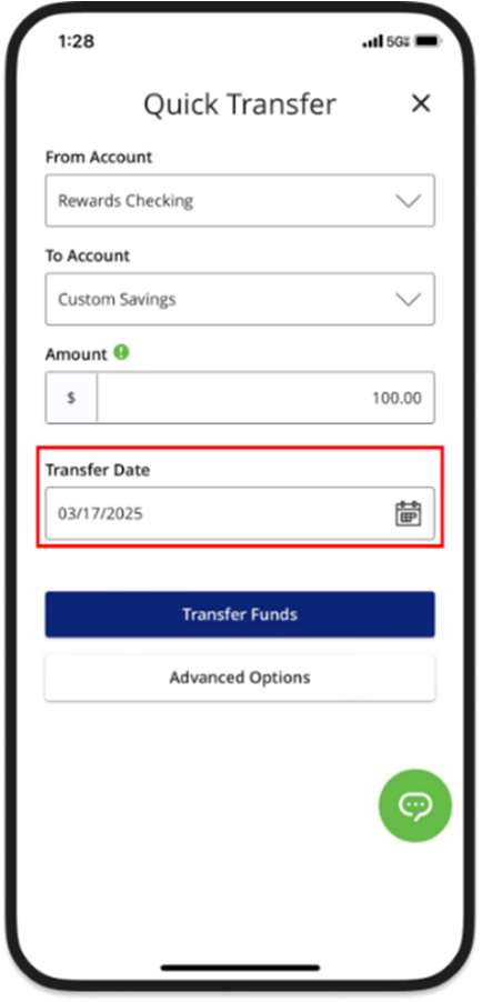 5 Digital Banking Make A Transfer From Homepage - Mobile