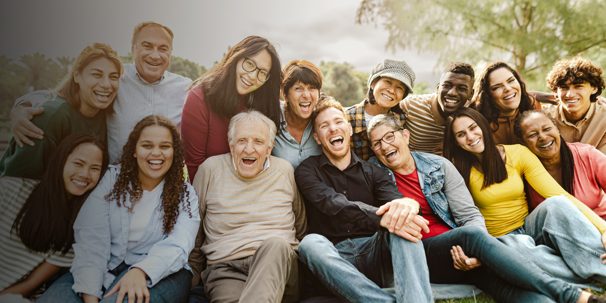 Diverse group laughing and smiling