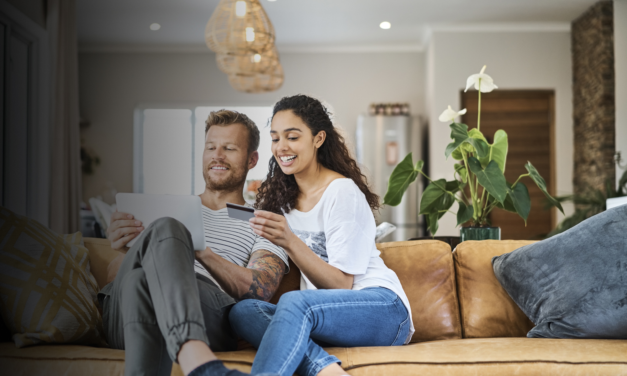 couple looking at bills