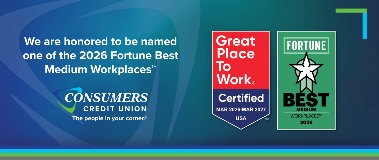 link to blog post Fortune Media and Great Place To Work Name Consumers Credit Union to Fortune Best Medium Workplaces List for Second Consecutive Year&nbsp;
