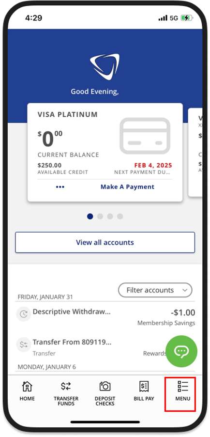 1 Digital Banking Make a Payment - Mobile