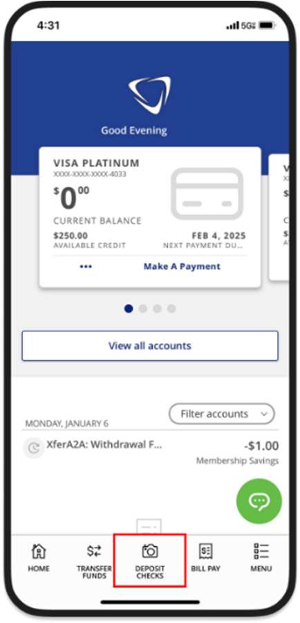 1a Digital Banking Mobile Check Deposit