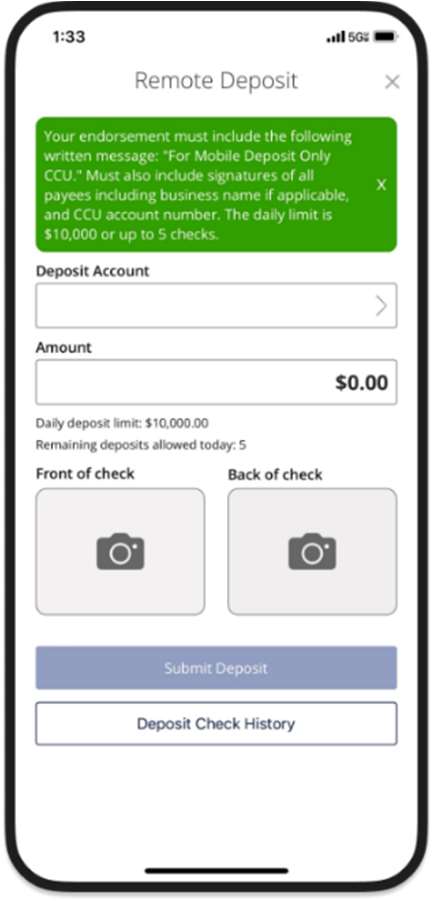 1b Digital Banking Mobile Check Deposit