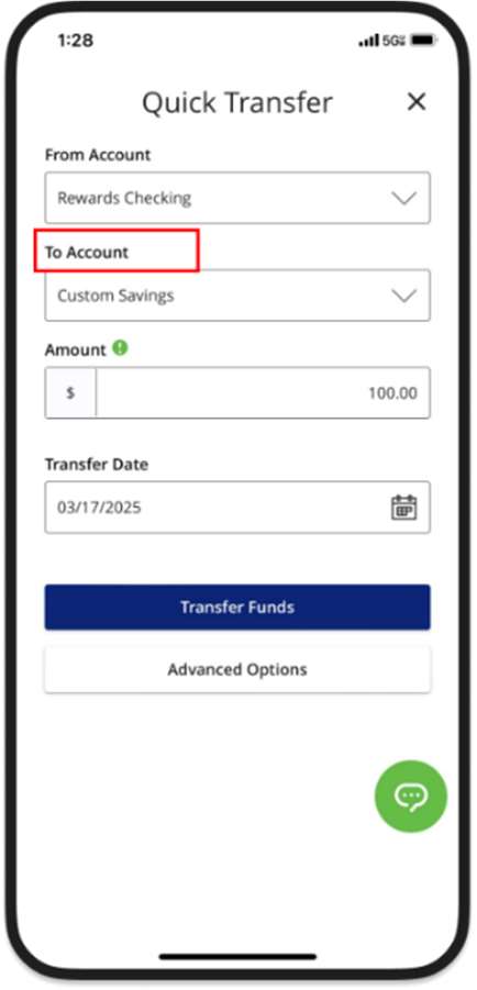 2 Digital Banking Make A Transfer From Homepage - Mobile