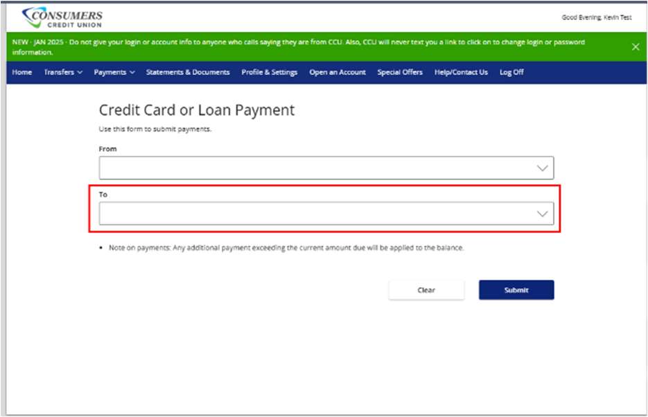 3 Digital Banking Make a Payment - Desktop