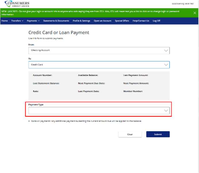 4 Digital Banking Make a Payment - Desktop