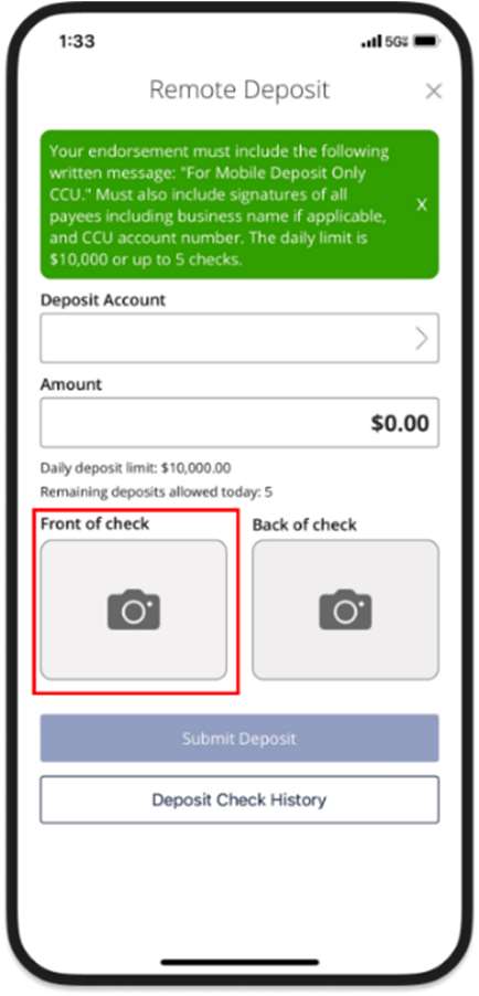 5 Digital Banking Mobile Check Deposit