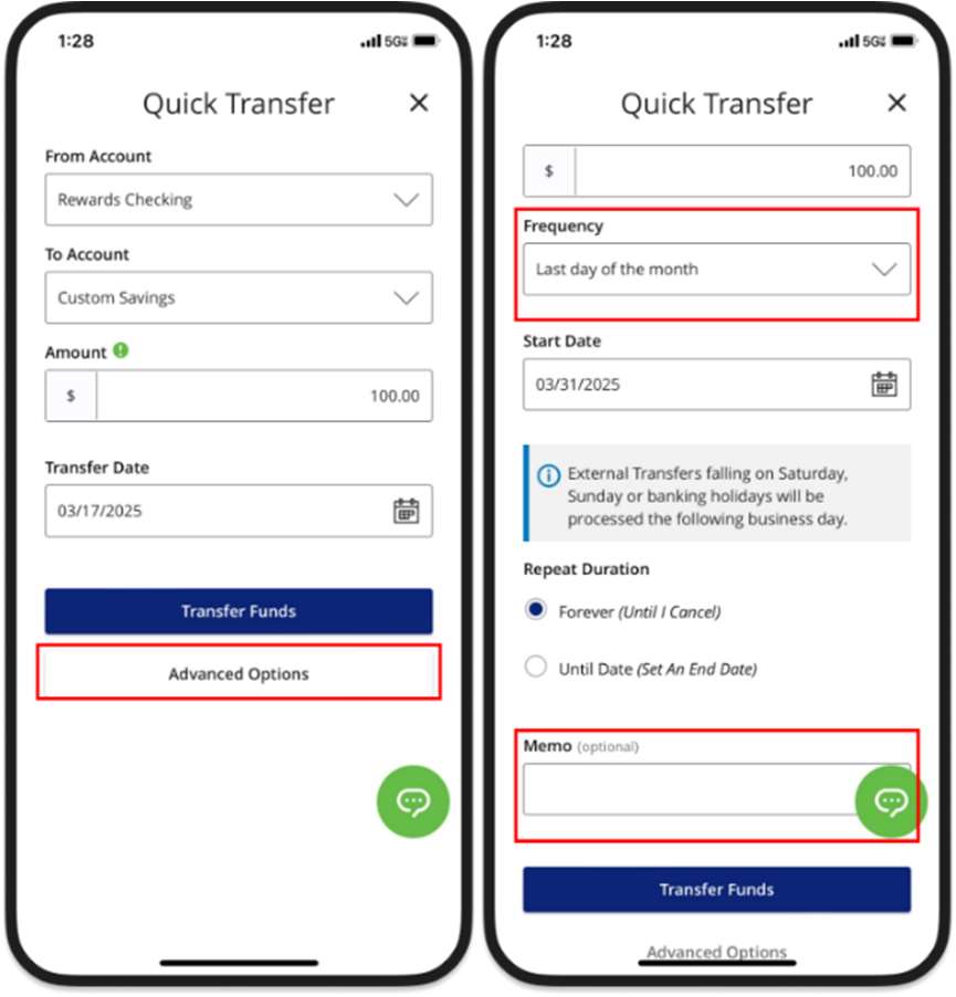 6 Digital Banking Make A Transfer From Homepage - Mobile