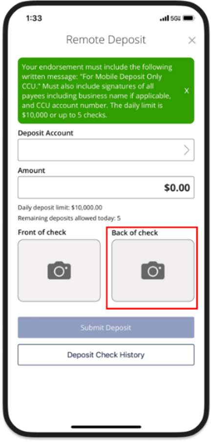 6 Digital Banking Mobile Check Deposit