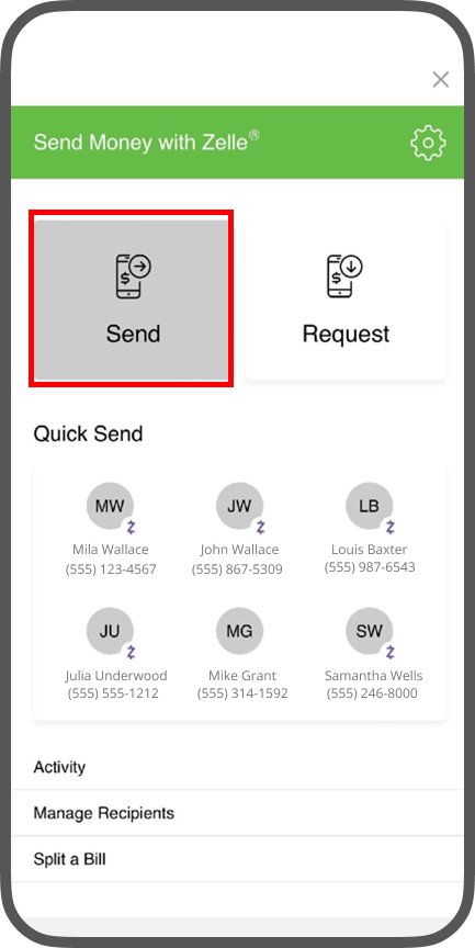 Step 2 Zelle send