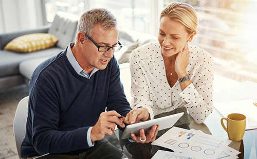 Couple looking at finances