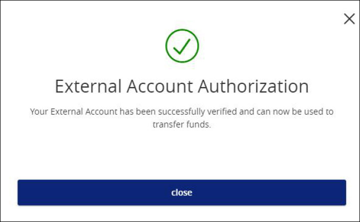 Screenshot of external account authorization popup