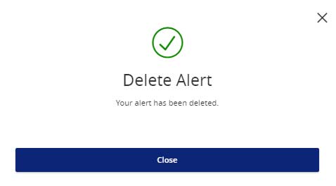 Screen capture displays image showing delete alert confirmation