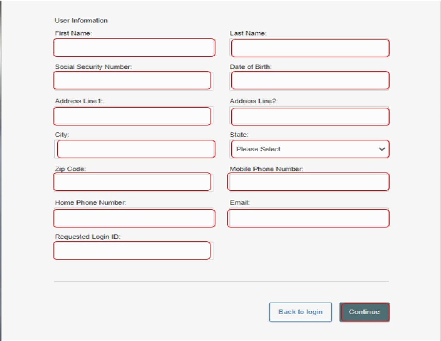 Screenshot of online enrollment form
