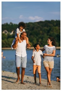 Family on beach