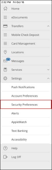 Screenshot touchID security preferences