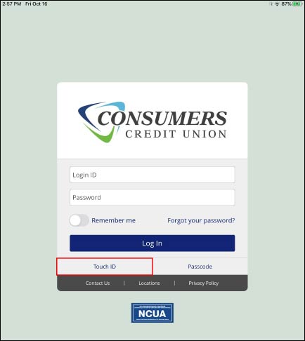 Screenshot Touch ID selection
