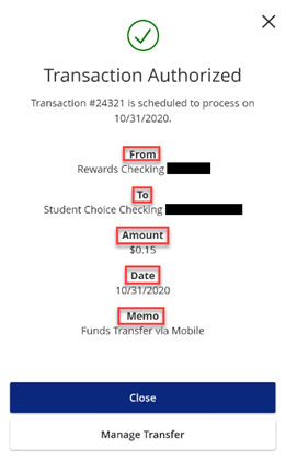 Screen capture displaying future transaction authorized